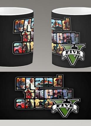 Чашка белая керамическая "gta 5" grand theft auto v  "гта 5"  ост