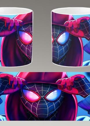 Чашка белая керамическая "человек-паук: через вселенные" spider-man  abc