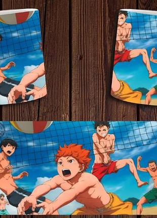 Чашка белая керамическая "волейбол" haikyuu ост