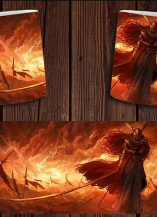 Чашка біла керамічна з принтом "elden ring" елден ринг ост