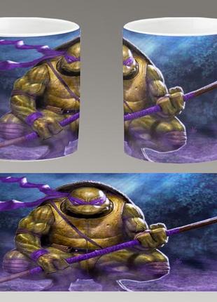 Чашка біла керамічна "черепашки-ніндзя" teenage mutant ninja turtles ост