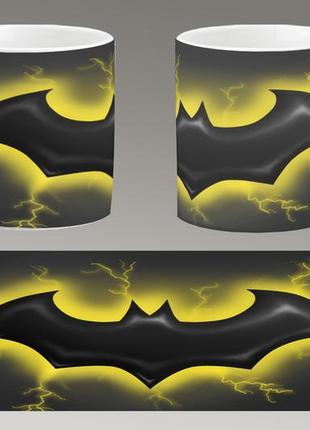 Чашка белая керамическая "бэтмен логотип" batman logo ост