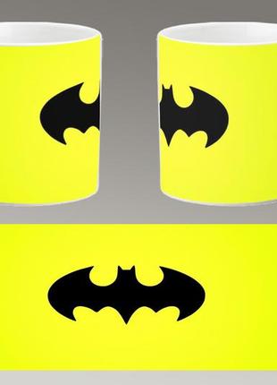 Чашка белая керамическая "бэтмен логотип" batman logo ост