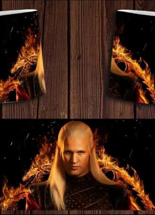 Чашка белая керамическая с принтом  "дім дракона"  house of the dragon  ост