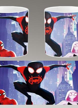 Чашка белая керамическая "человек-паук: через вселенные" spider-man  ост
