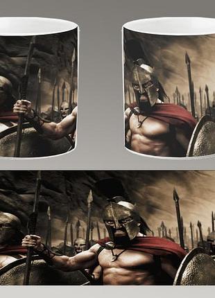 Чашка біла керамічна "300 спартанців" the 300 spartans ост