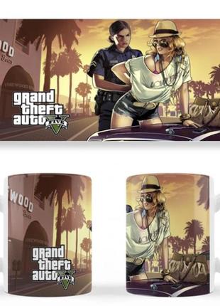 Чашка белая керамическая  grand theft auto v (gta 5) ост