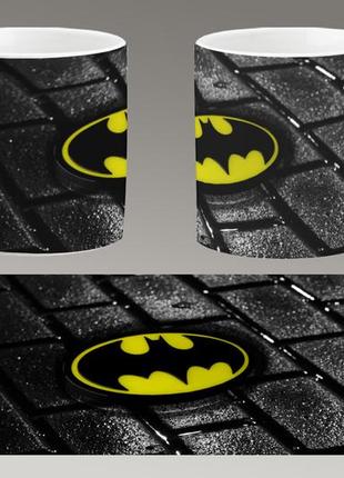 Чашка белая керамическая "бэтмен логотип" batman logo ост