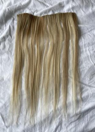 Треси на заколках міліроване омбре волосся накладне світле 45 см