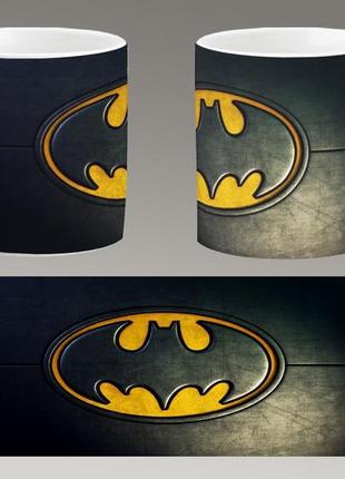 Чашка белая керамическая "бэтмен логотип" batman logo ост