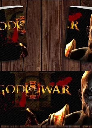 Чашка белая керамическая с принтом  "god of war" бог війни кратос ост