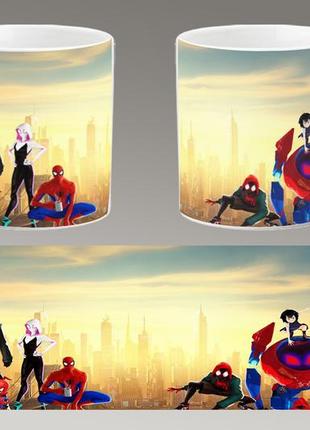 Чашка белая керамическая "человек-паук: через вселенные" spider-man ост