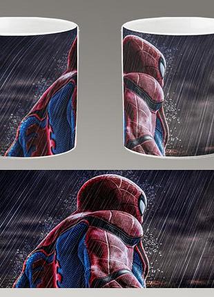Чашка белая керамическая "человек-паук: через вселенные" spider-man  ост