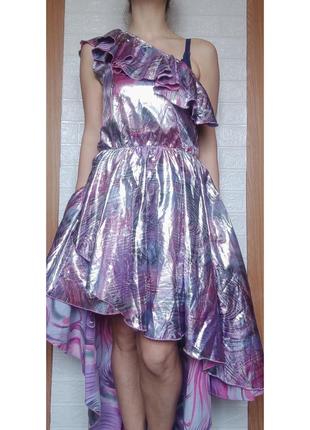 Блестящее нарядное платье сарафан серебро от mariella burani италия ☕ 38eur/наш 42-44рр8 фото