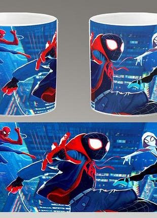 Чашка біла керамічна "людина-павук: через всесвіти" spider-man ост