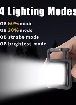 Лампа прожектор на акумуляторі 500 mah 4 режими 4 в 1 на магніті ост чорна