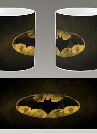 Чашка біла керамічна "бетмен логотип" batman logo ост