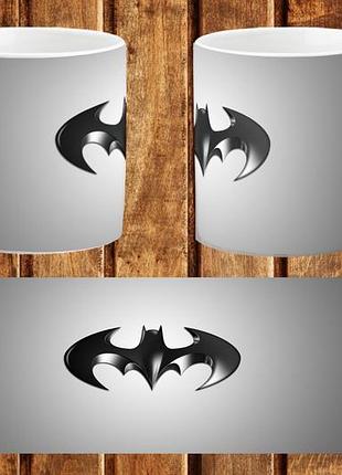 Чашка белая керамическая "бэтмен логотип" batman logo ост