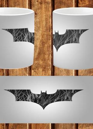 Чашка белая керамическая "бэтмен логотип" batman logo ост