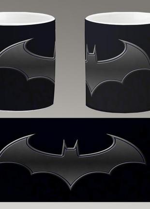 Чашка белая керамическая "бэтмен логотип" batman logo ост