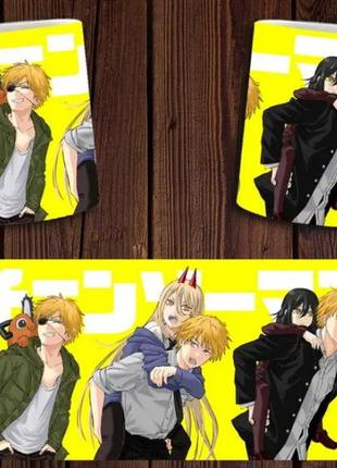 Чашка біла керамічна "chainsaw man" людина бензопила ост