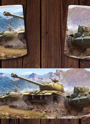 Чашка белая керамическая с принтом  "world of tanks" світ танків ост