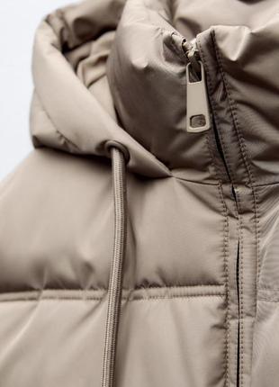 Стьобаний пуффер з капюшоном zara original spain укорочена стьобана куртка анорак3 фото