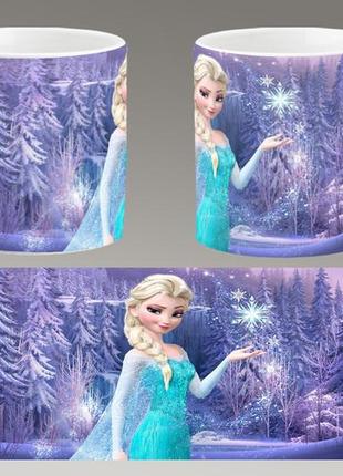 Чашка біла керамічна "холодне серце" frozen ост