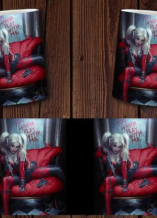 Чашка белая керамическая  "харли квинн" harley quinn ост