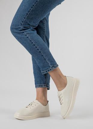 Туфли - кеды женские белые летние на шнуровке 2458т