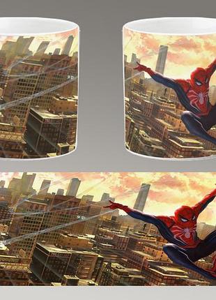 Чашка белая керамическая "человек-паук: через вселенные" spider-man  ост