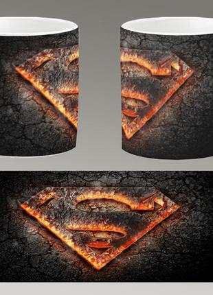 Чашка белая керамическая "супермен логотип" superman - logo  ост1 фото