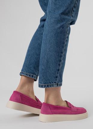 Туфлі жіночі замшеві на платформі рожеві 2462т-а