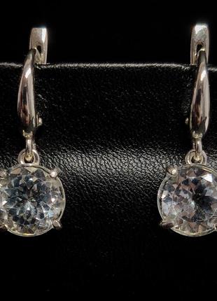 Серьги женские серебряные 925 с природным голубым топазом, одобрен геммологом2 фото