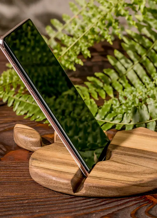 Дерев'яна підставка-органайзер тримач для iphone / смартфону / планшета / ipad «яблуко»1 фото