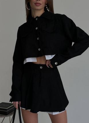Вельветовий костюм двійка піджак + юбка з підкладкою шортиків🔥8 фото