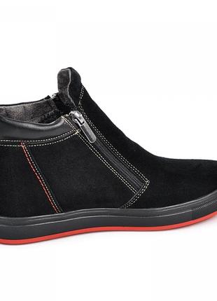 Кожаные ботинки рк2 на спортивной подошве 110912 черная и синяя замша5 фото