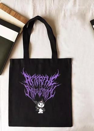 Еко-сумка для шоппінгу  loys чорна аніме з принтом "kuromi"