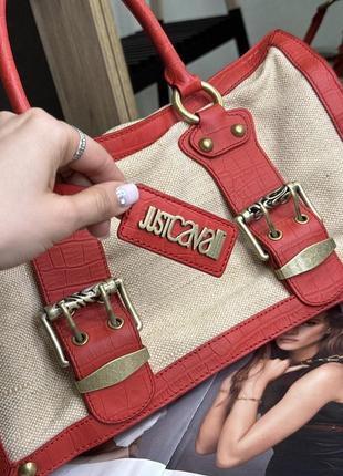 Сумка натуральная кожа+текстиль оригинал just cavalli♥️