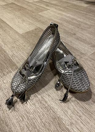 Мокасины серебро, сетка