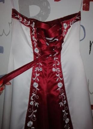 Дизайнерська весільна сукня, тематичне, niki by niki livas з бордовою спинкою колір екрю7 фото