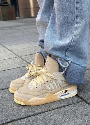 Жіночі кросівки off-white x nike air jordan 4 retro sail wmns1 фото