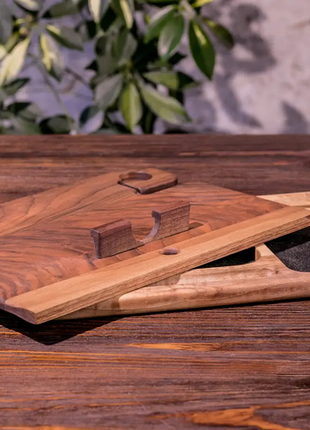 Підставка-органайзер з дерева для гаджетів / телефону / годинника / apple iphone з натурального дере7 фото