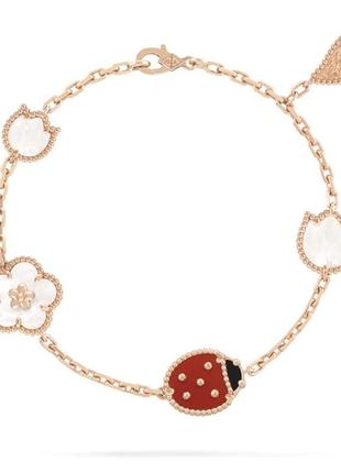 Срібний браслет в стилі van cleef ladybug