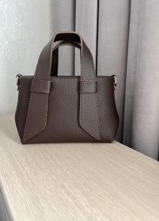 Трендова коричнева жіноча сумка тоут міні