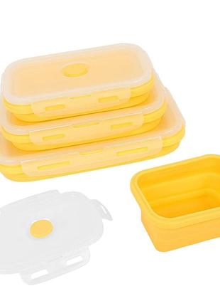 Набір силіконових складних контейнерів для зберігання їжі – 4 шт cooking house 7trav жовті6 фото