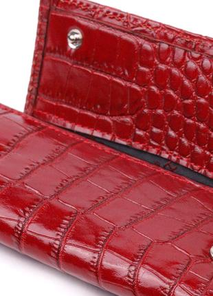 Фактурная ключница из натуральной кожи с тиснением под крокодила karya 21426 красный3 фото
