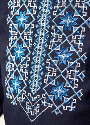 Вышиванка мужская, льняная, с длинным рукавом, темно-синяя, лен юрма одяг, топ3 фото