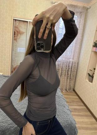 Базовая водолазка сетка xs/s сеточка сеткой сеточкой в сетку базовый гольф кроп топ