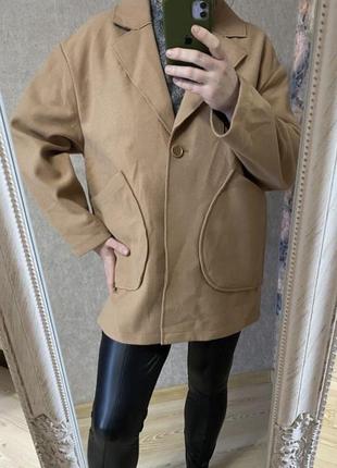 Тонкое модное оверсайз пальто блейзер 52-56 р4 фото